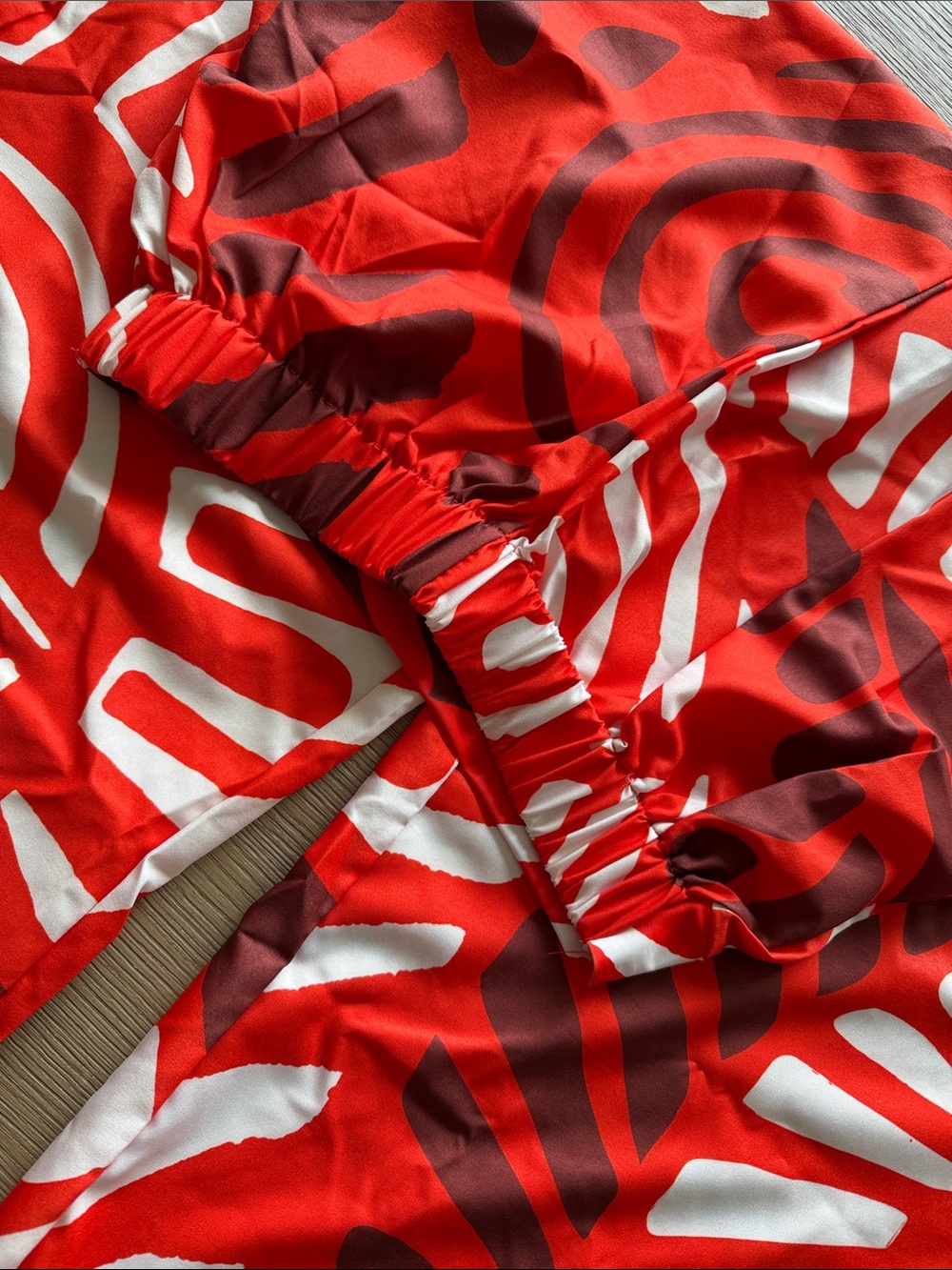 Red and White Printed One-Piece Swimsuit with Matching Pants - Picture 6 of 9